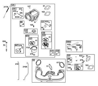 Carburetor Group Diagram and Parts List for 40N877-0070-B5  Briggs and Stratton Engine